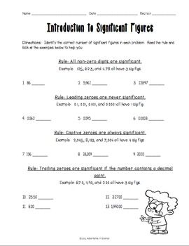 Key Significant Figures Worksheet Chemistry
