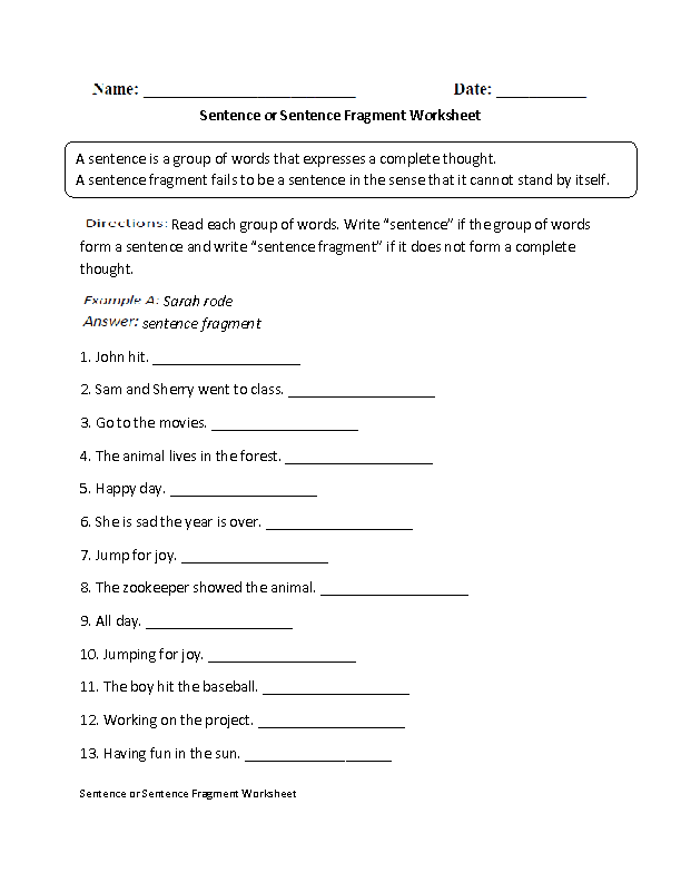 7th Grade Sentence Structure Quiz Printable