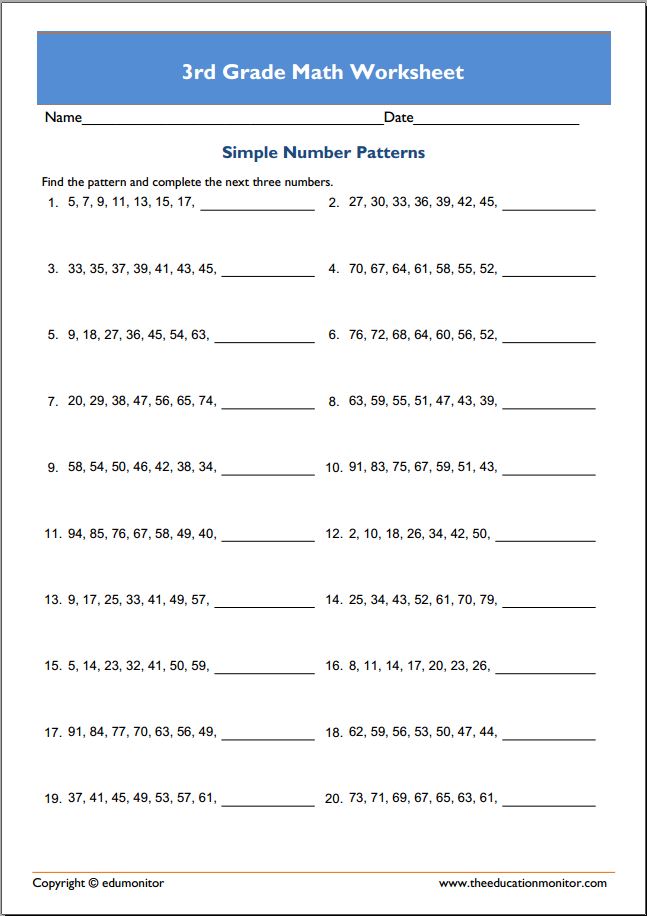 Free 3rd Grade Math Worksheets pdf EduMonitor