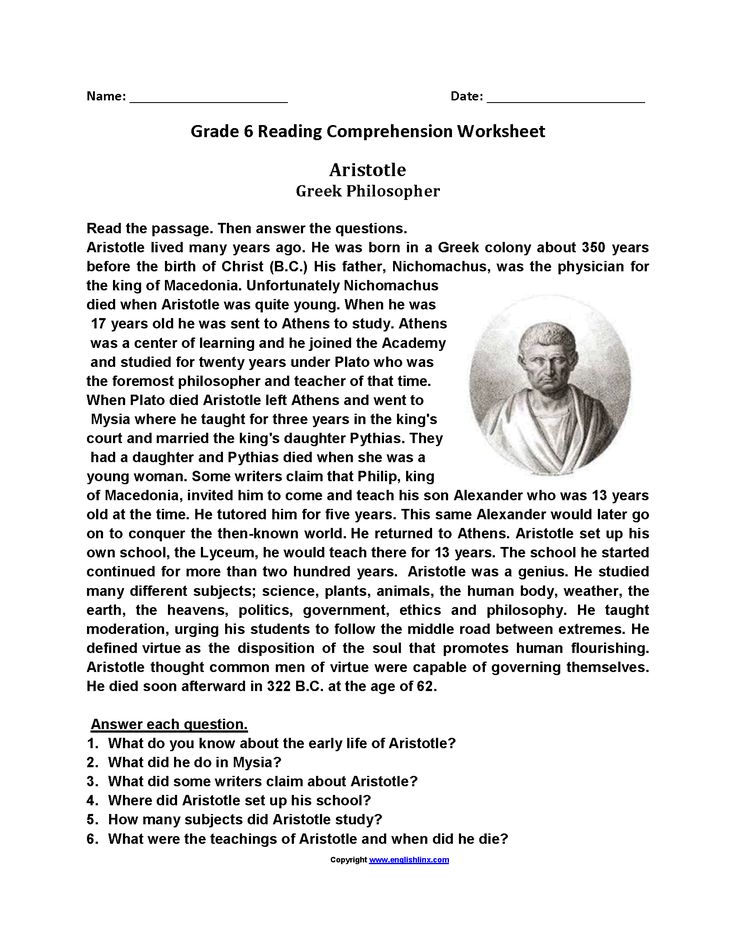 Reading comprehension passages grade 6 pdf Comprehension