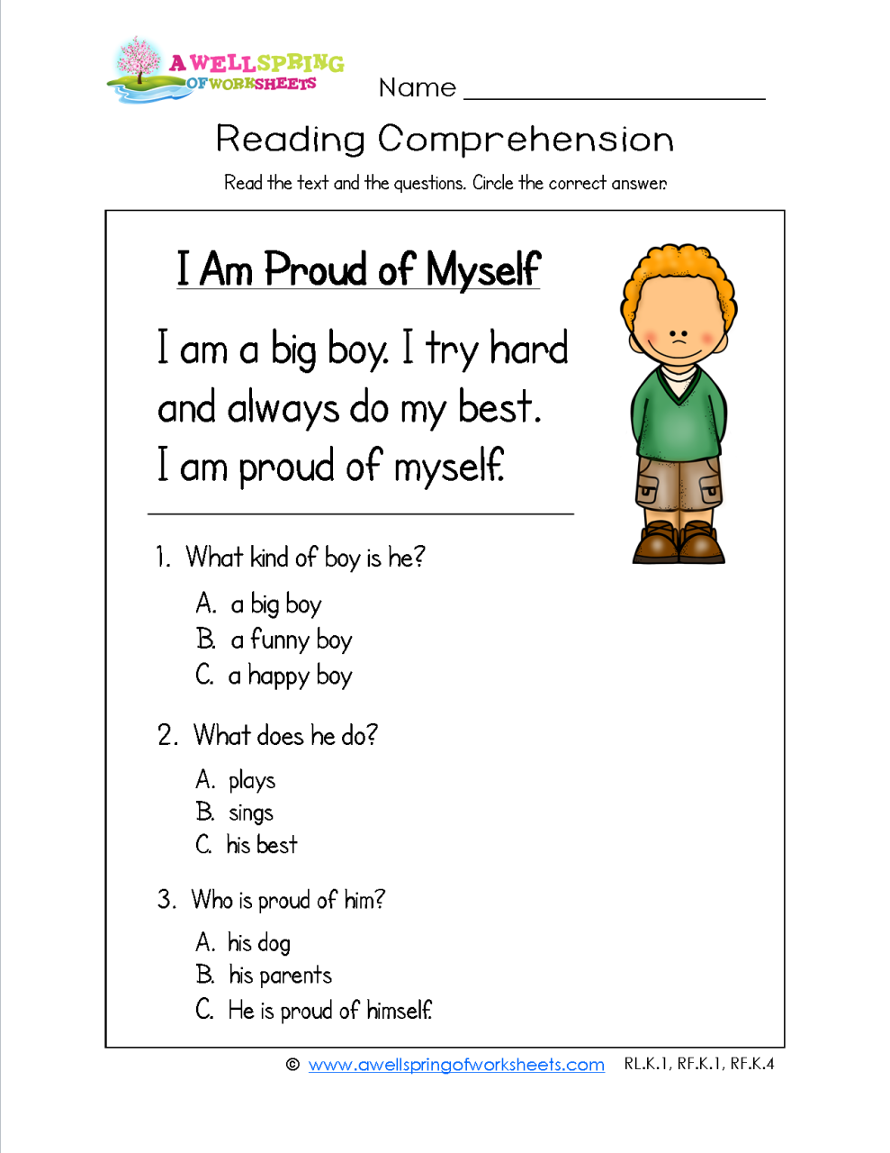 Reading Comprehension For Kindergarten With Questions