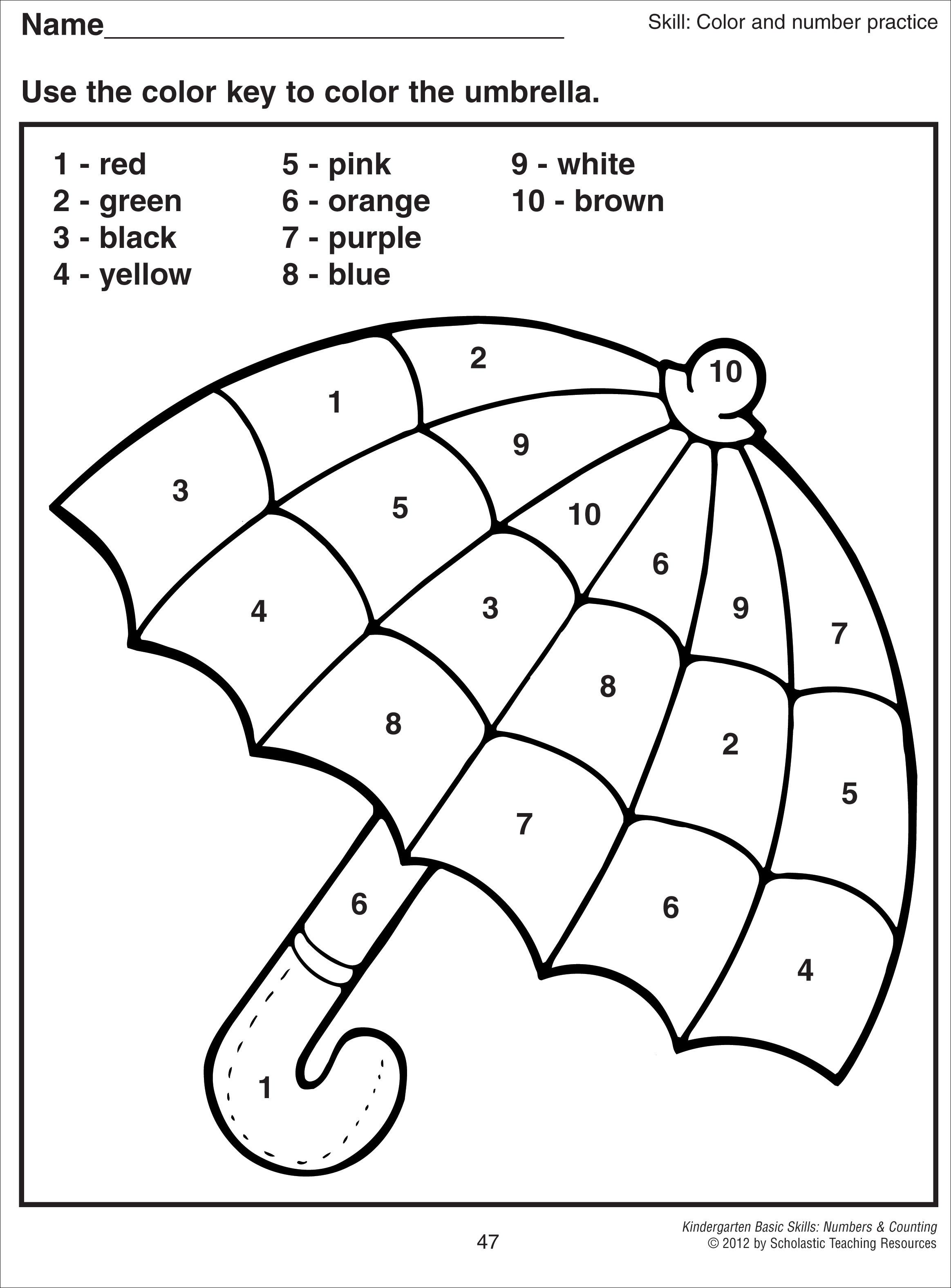 Color By Number Kindergarten Free Coloring Pages Coloring Pages