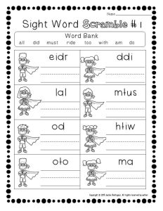 4 Worksheet 5 Kindergarten Sight Words Find Sight Kindergarten Dolch