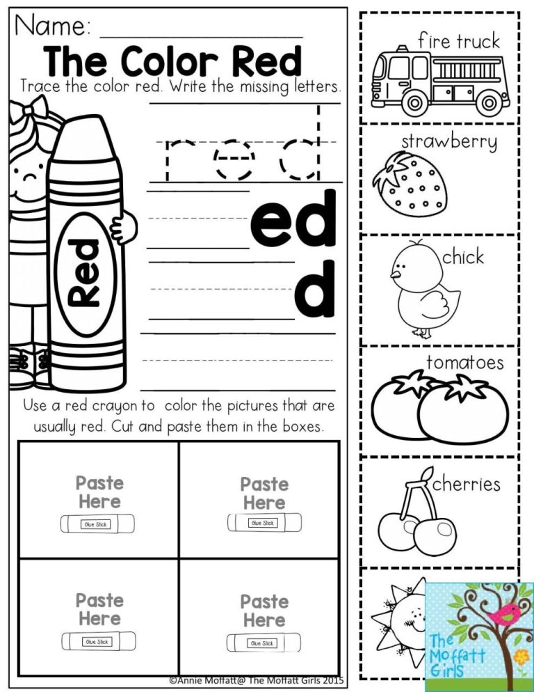 Color Pink Worksheets For Kindergarten