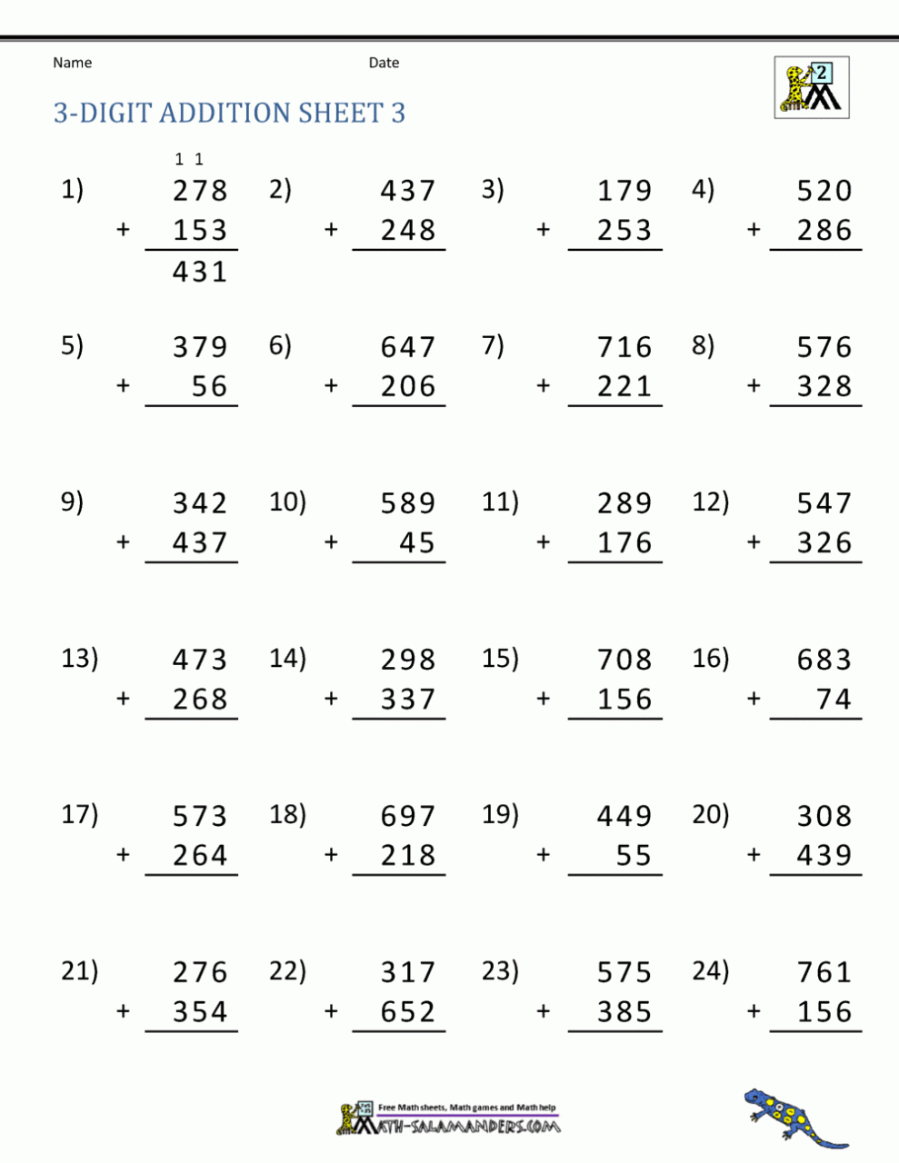 Multiplication Worksheets 3 Digit