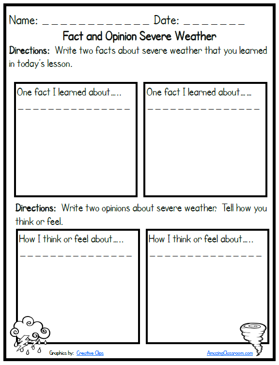 Extreme Weather Worksheets For Kids