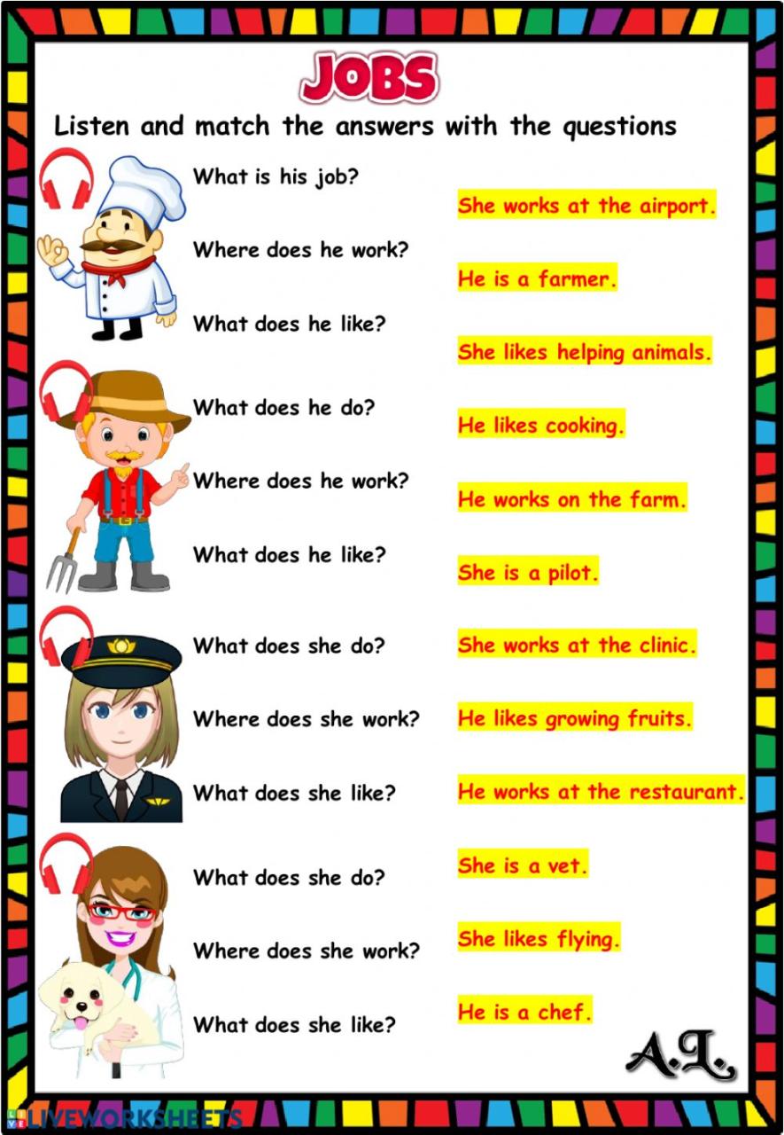 Jobs Jobs and workplaces worksheet