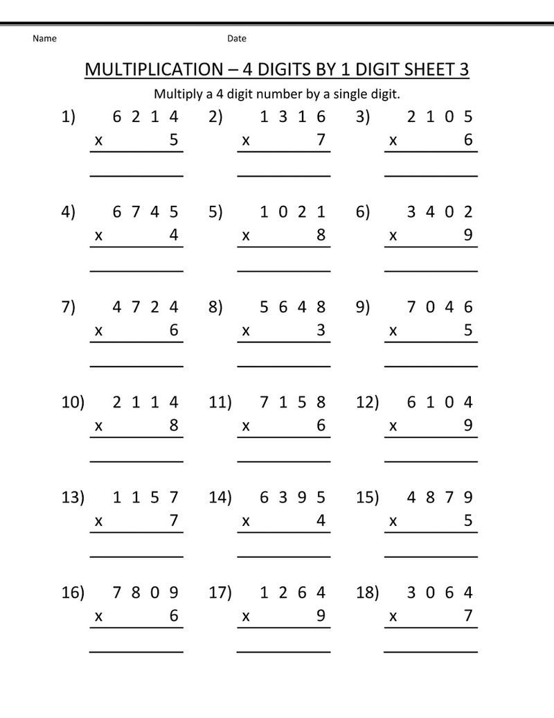 Year 4 Maths Worksheets Printable Free 4 Digits Printable