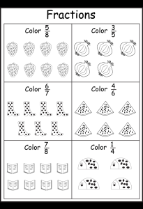 Coloring Fractions 5 Worksheets Fractions worksheets, Fractions