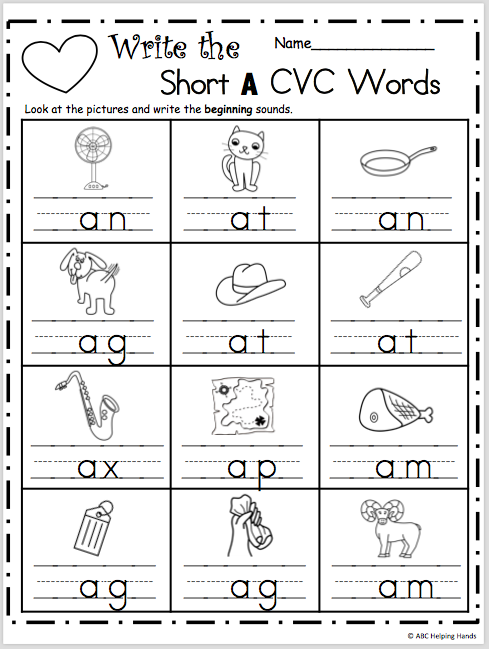 Cvc Words Worksheets Free Printable