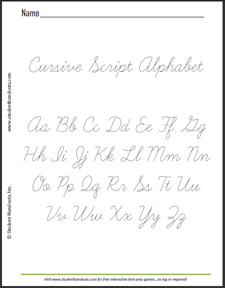 Script Font Alphabet Tracing Pages