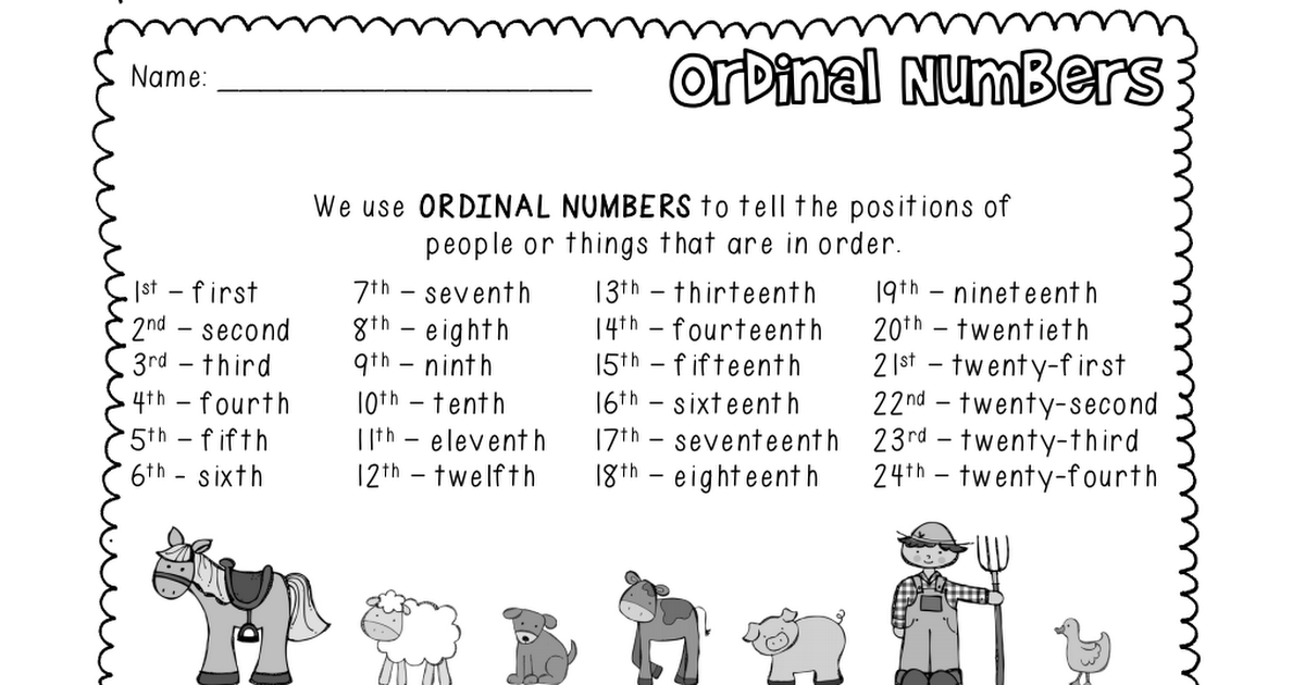 Ordinal Numbers Worksheet Grade 1 Pdf