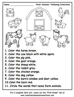Farm Animals Worksheet For Grade 1