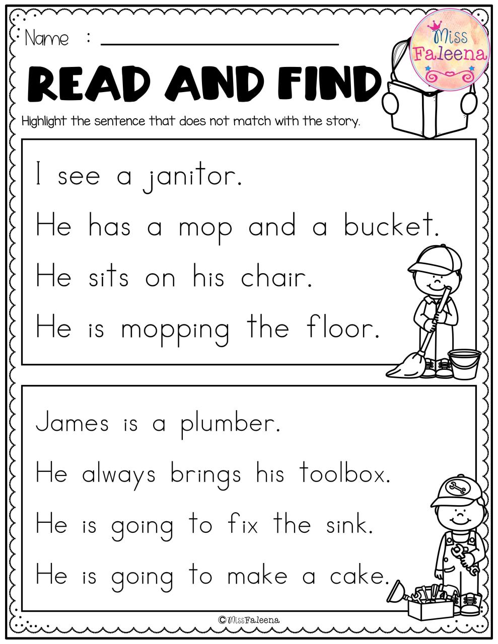 Reading Worksheet Kindergarten Pdf