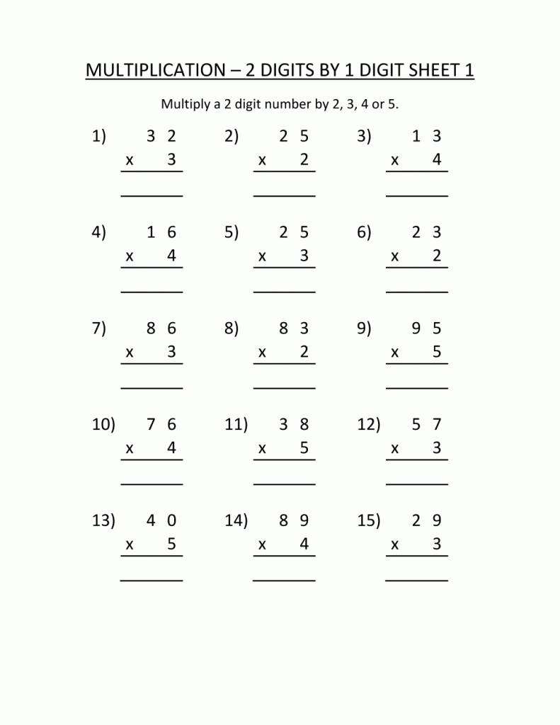 Math Worksheets For Grade 3 Multiplication
