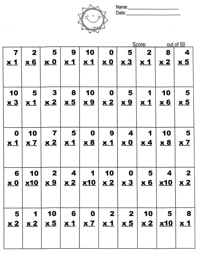 Multiplication Math Worksheets Grade 3