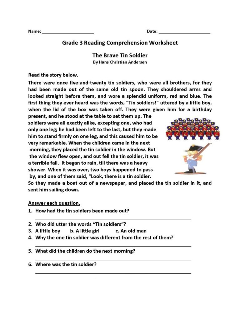 Reading Comprehension For 3Rd Graders