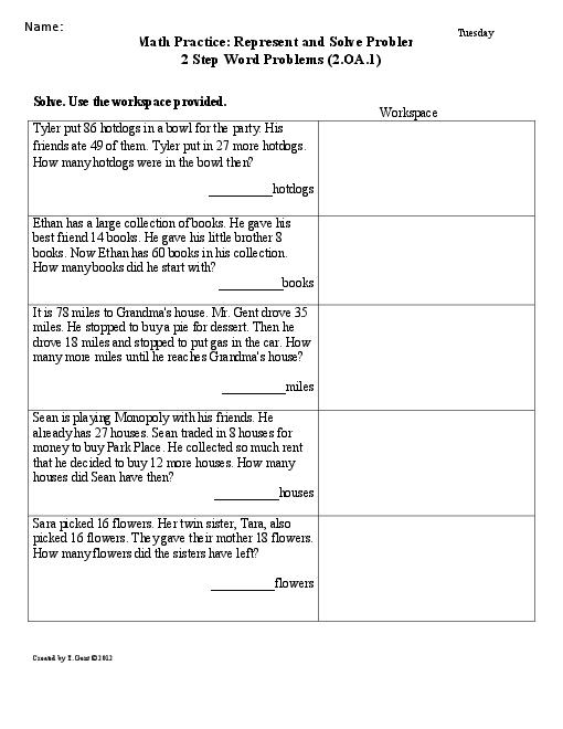 3Rd Grade Math Worksheets Word Problems Multiplication And Division