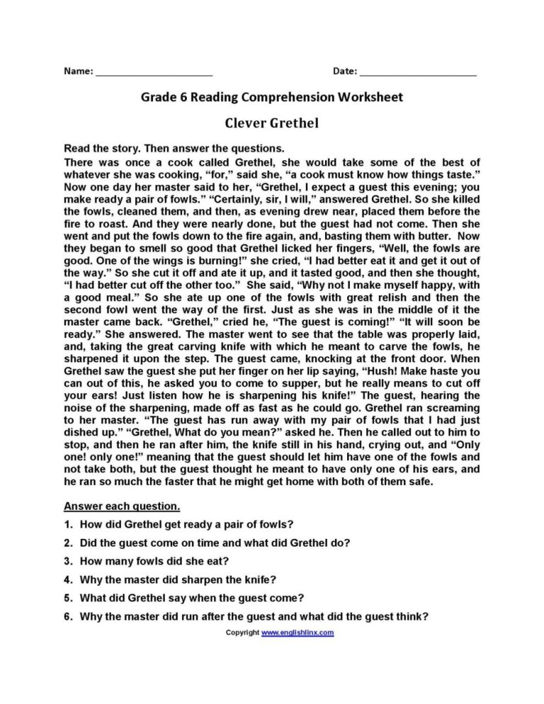 Reading Comprehension Worksheets 3Rd Grade Multiple Choice
