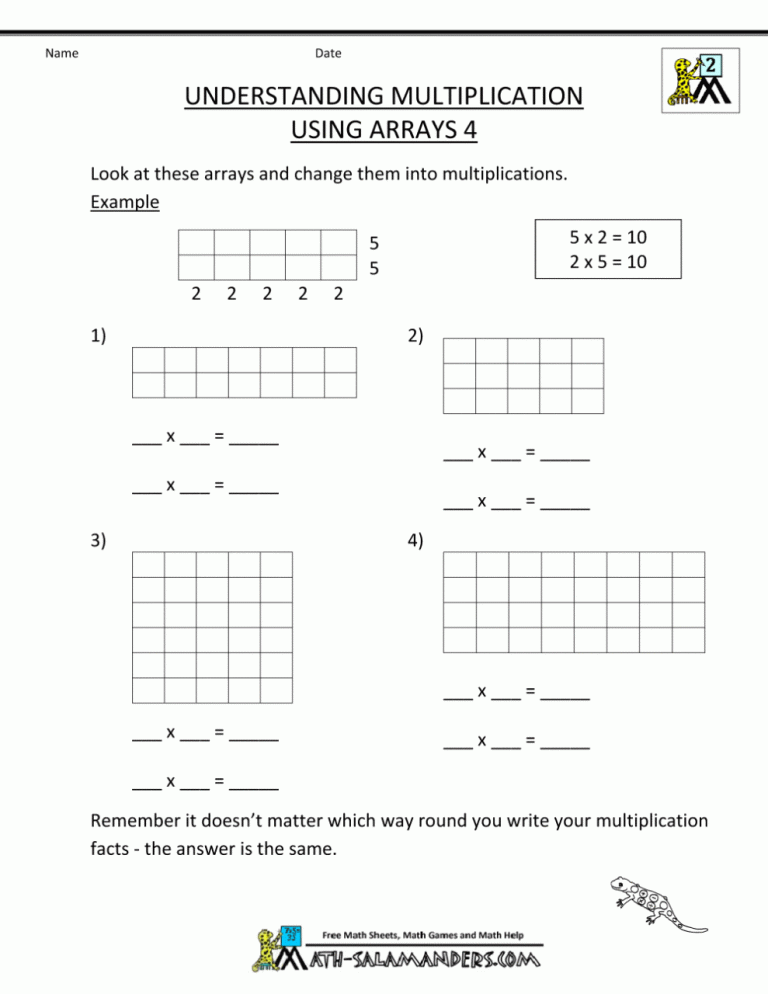 3Rd Grade Multiplication Worksheets With Arrays