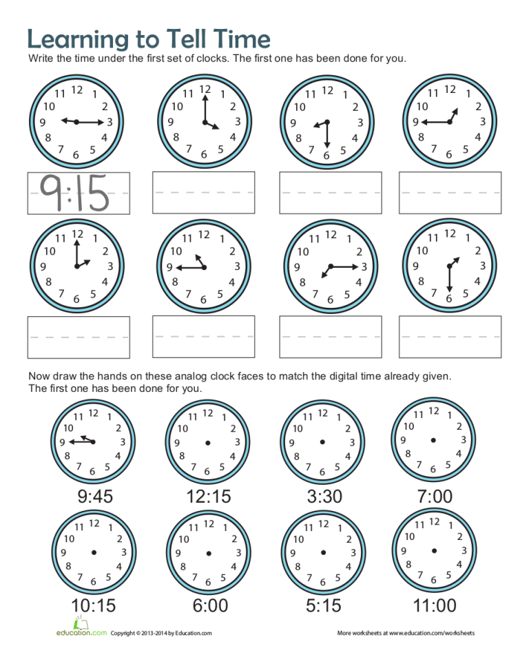 Free Math Worksheets For 3Rd Grade – Telling Time