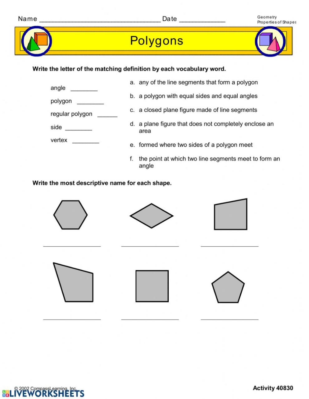 Attributes of Polygons worksheet
