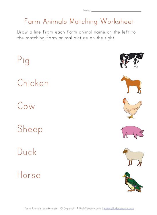 Farm Animals Worksheet For Kids