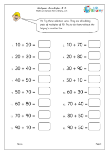 More on adding pairs of multiples of 10 Addition Year 2 (aged 67) by