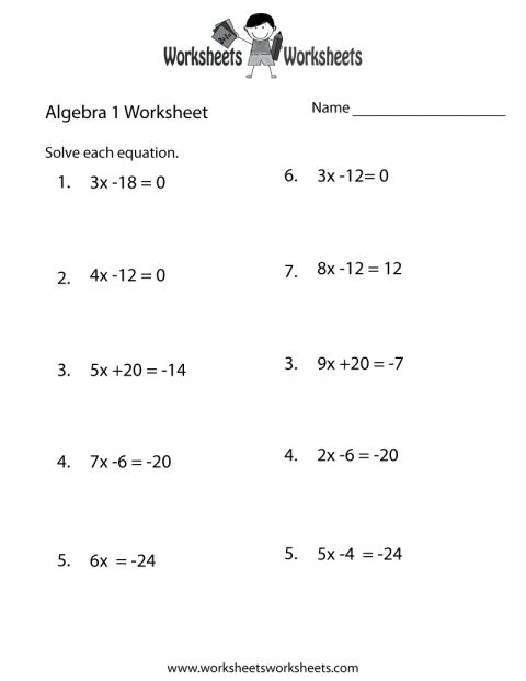 Algebra 12th Grade Math Worksheets