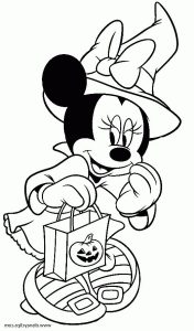 Minnie Mouse Halloween Coloring Pages / Print Minnie Mouse as a witch