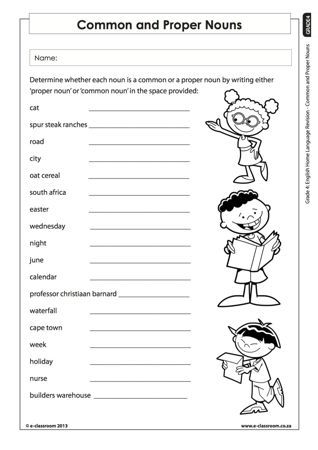 Beginner Common And Proper Nouns Worksheets For Grade 1 With Answers