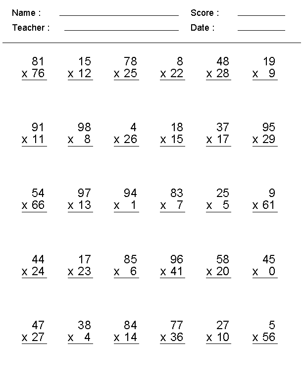 Beginning Multiplication Worksheets Free