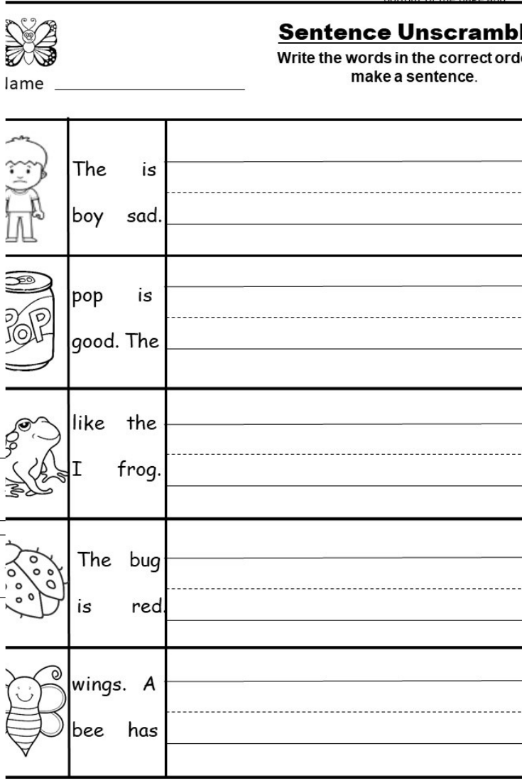 Writing Worksheets For Kindergarten Free