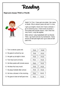 Reading comprehension online exercise for Grade 3