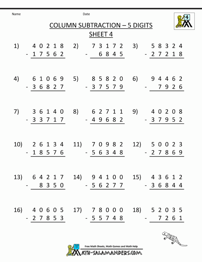 Year 5 Maths Worksheets Printable Free