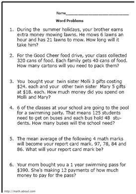 Division Word Problems Grade 5 With Answers