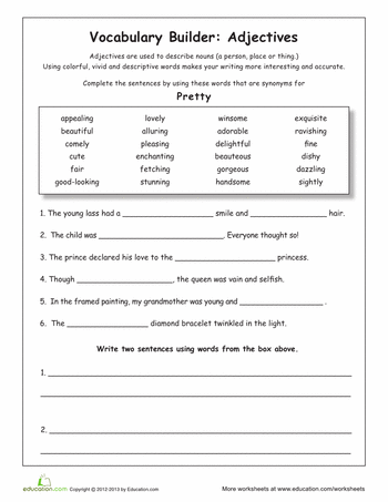 Synonyms Worksheet Grade 10