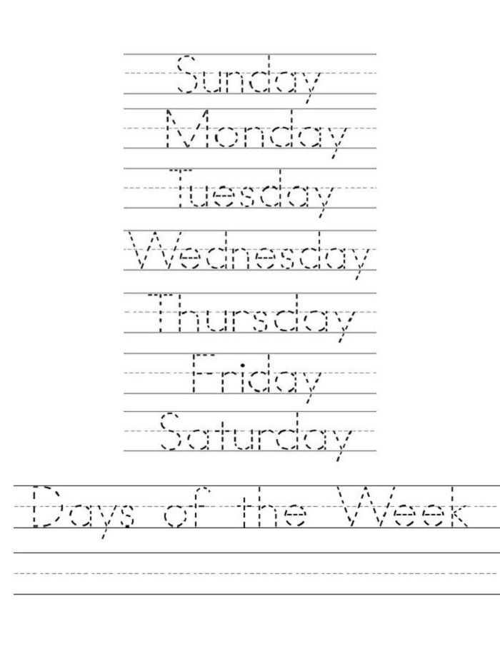 Tracing Days Of The Week Worksheets Pdf