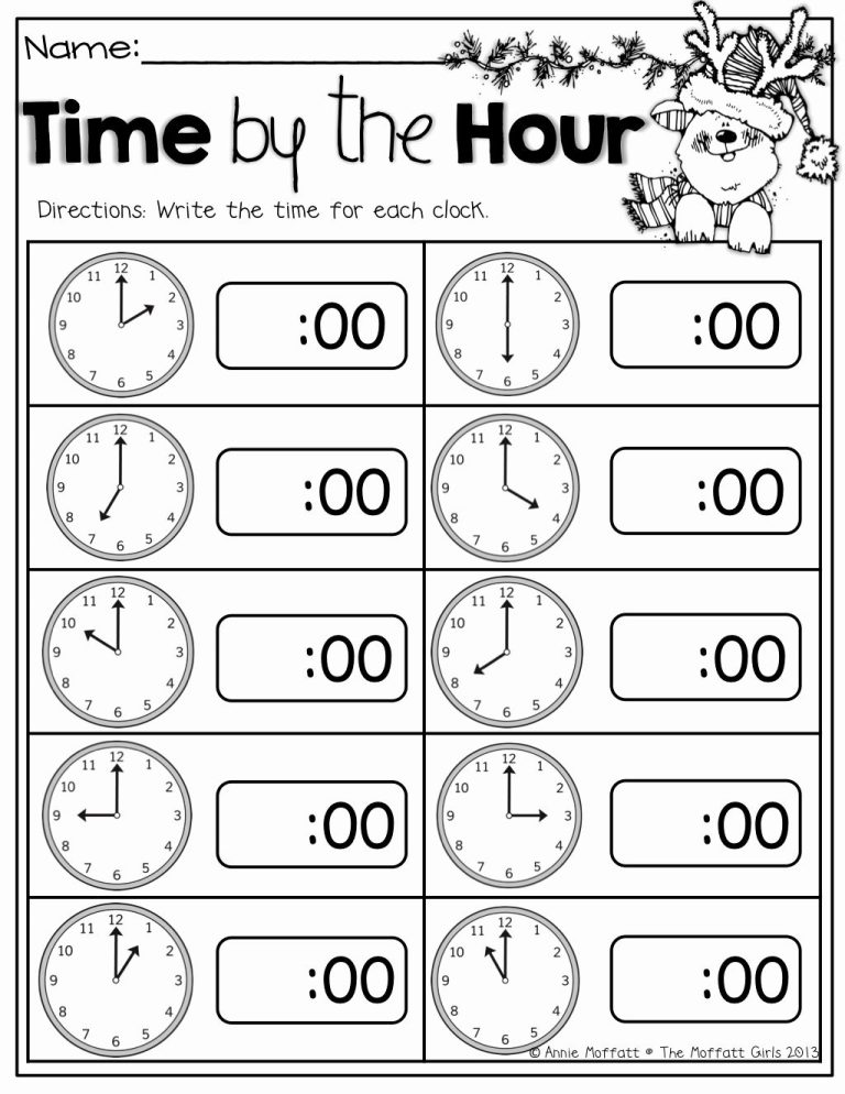 Preschool Clock Worksheets For Kindergarten