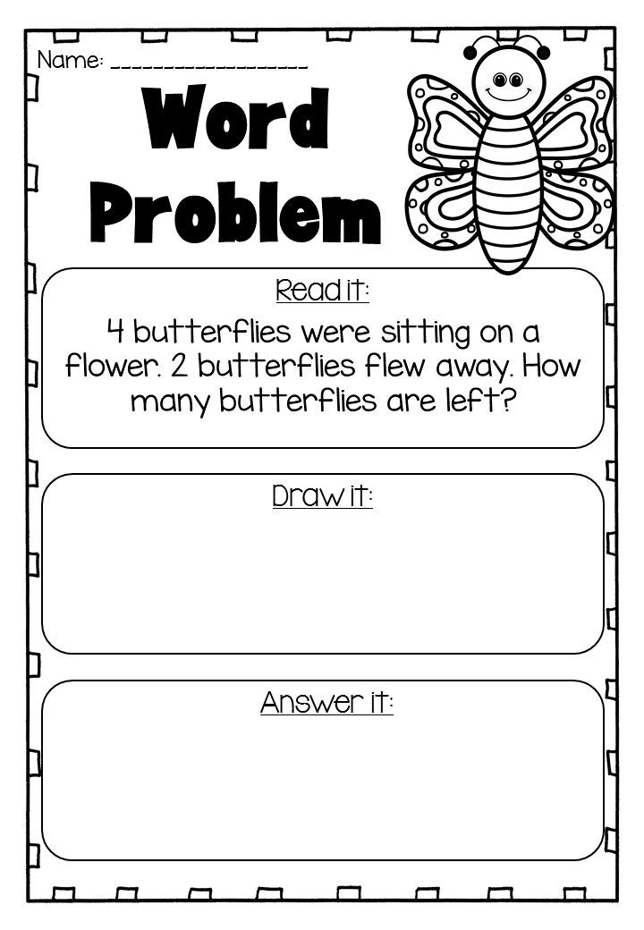 Addition and Subtraction Word Problems to 10 Kindergarten Worksheets
