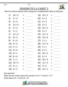 Printable Free Math Worksheets Third Grade 3 Division Division Facts 1