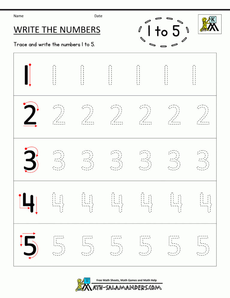 Numbers Writing Worksheets For Preschoolers