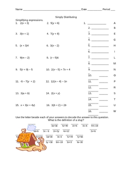 Algebra 1 Combining Like Terms Worksheet Answers