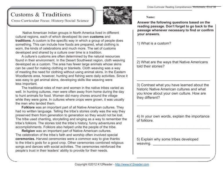 Worksheet Reading Comprehension Grade 5