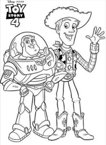 Buzz Lightyear and Sherrif Woody Toy Story 4 Coloring Pages buzz