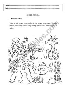 animals under the sea rading ESL worksheet by englishmachado