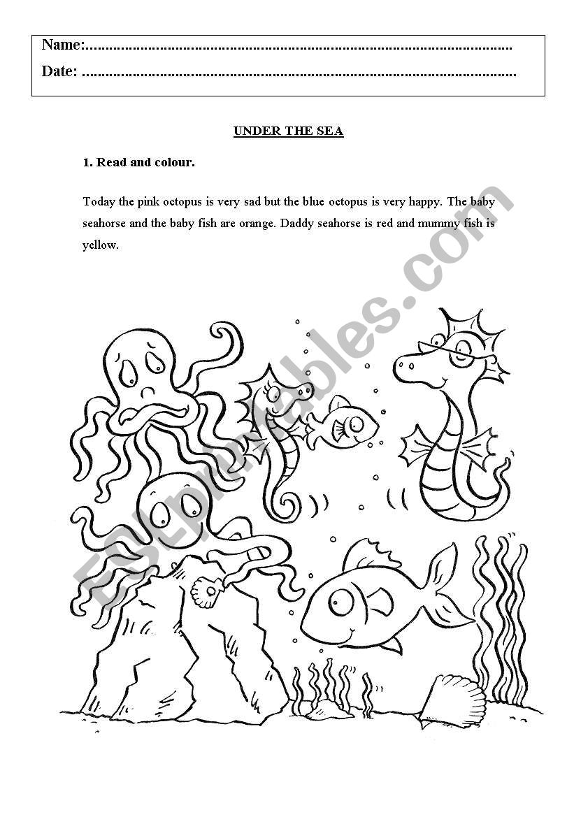 animals under the sea rading ESL worksheet by englishmachado