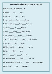 Comparative adjectives as as. worksheet