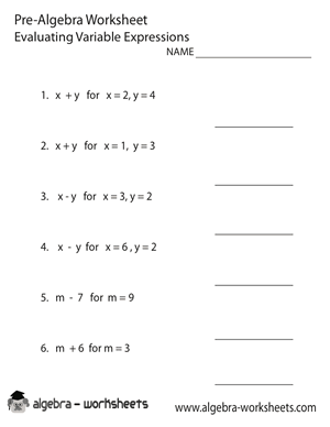 Algebra Worksheets Grade 6 With Answers