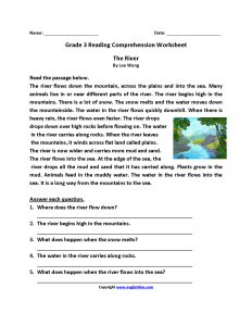 The River Third Grade Reading Worksheets Reading comprehension